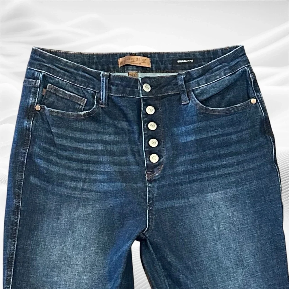 Judy Blue Dark Blue Straight Leg Jeans - Picture 4 of 11